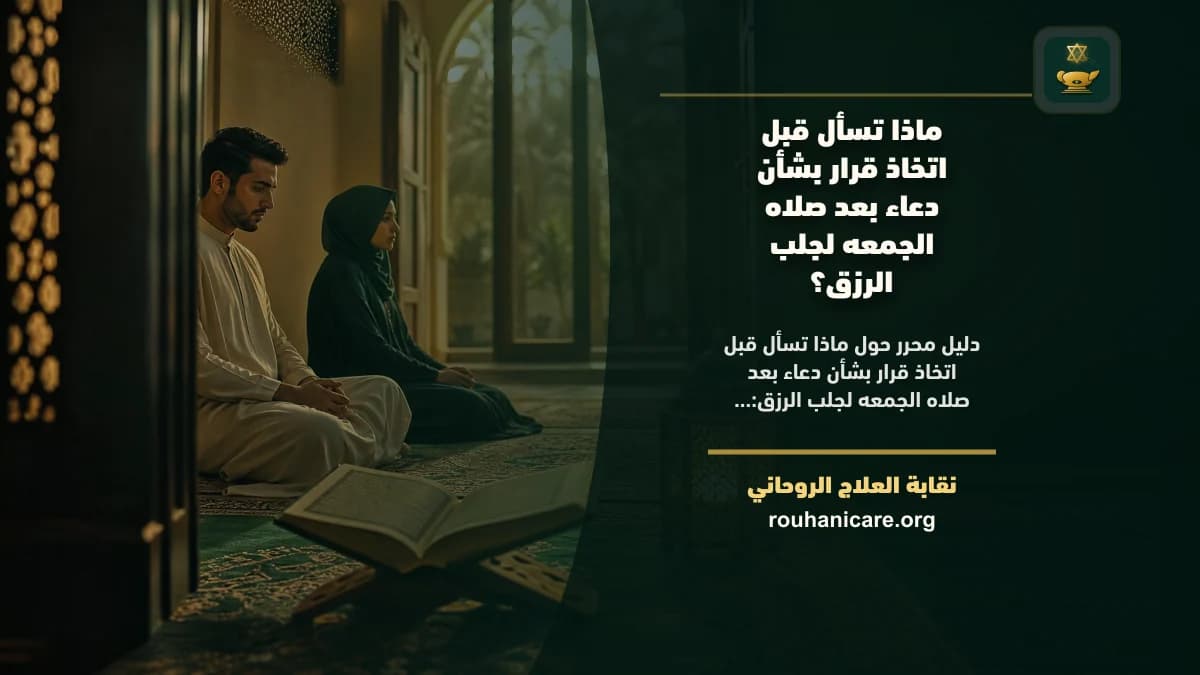 ماذا تسأل قبل اتخاذ قرار بشأن دعاء بعد صلاه الجمعه لجلب الرزق؟