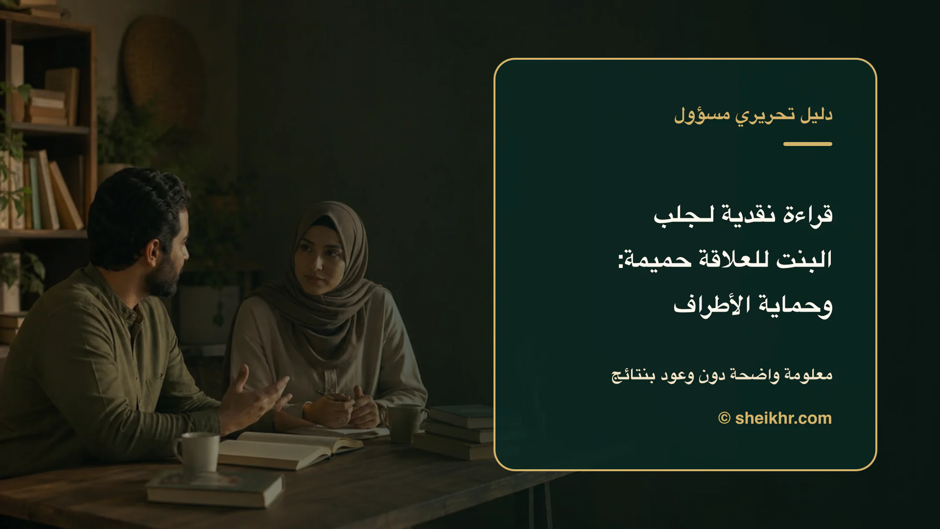 غلاف تحريري عن قراءة نقدية وآمنة لسؤال جلب البنت للعلاقة حميمة يوضح الرضا والخصوصية خط أحمر