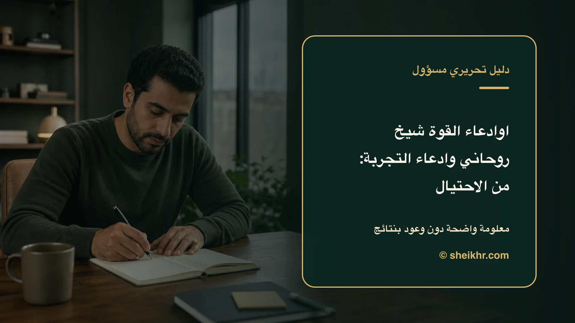 غلاف تحريري عن اوادعاء القوة شيخ روحاني وادعاء التجربة يوضح دليل التحقق قبل التواصل