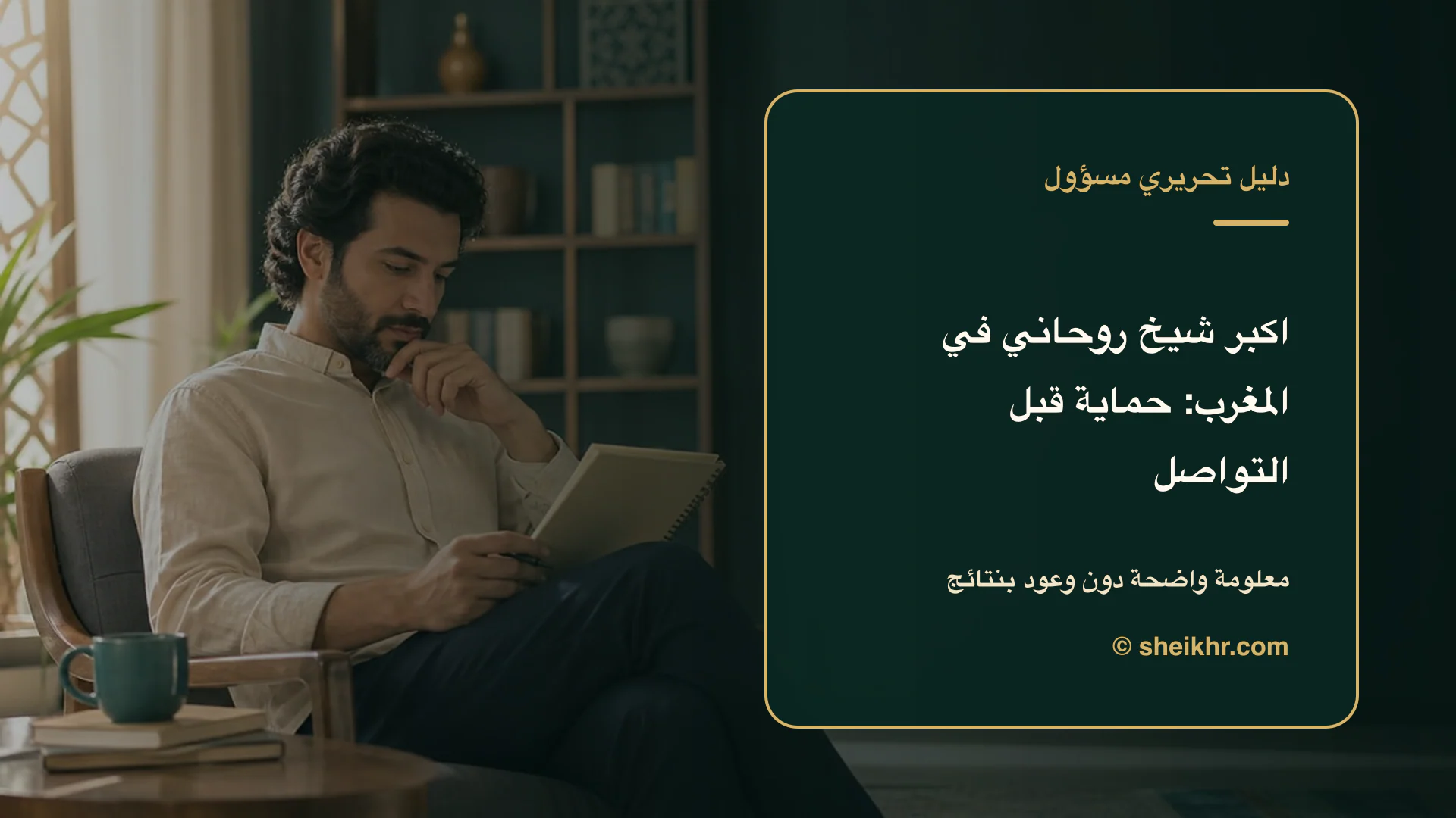 غلاف تحريري عن اكبر شيخ روحاني في المغرب يوضح دليل التحقق في المغرب