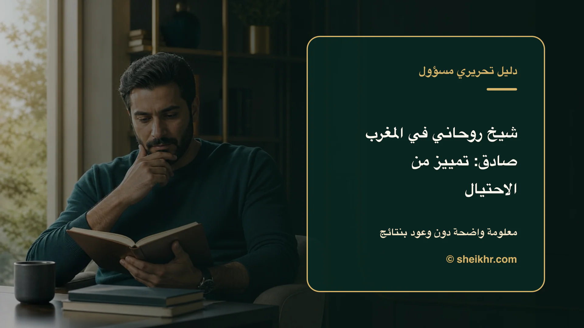 غلاف تحريري عن شيخ روحاني في المغرب صادق يوضح دليل التحقق في المغرب صادق