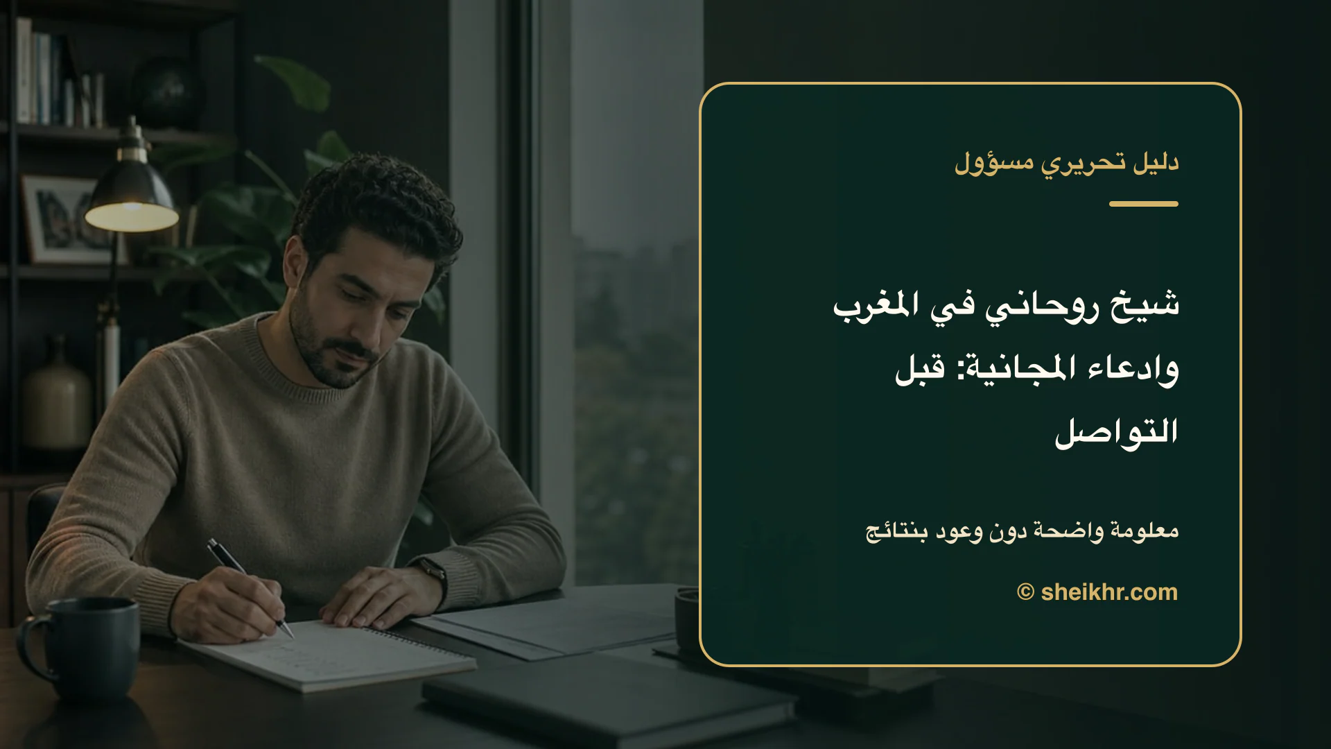 غلاف تحريري عن شيخ روحاني في المغرب وادعاء المجانية يوضح اختيار آمن في المغرب وادعاء المجانية