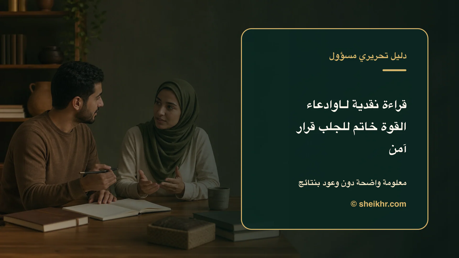 غلاف تحريري عن قراءة نقدية وآمنة لسؤال اوادعاء القوة خاتم للجلب الأقارب يوضح الرضا والخصوصية خط أحمر